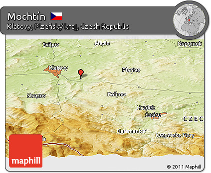 Physical Panoramic Map of Mochtín