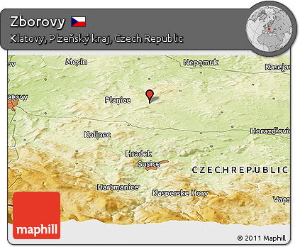 Physical Panoramic Map of Zborovy