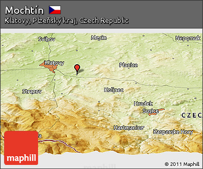 Physical Panoramic Map of Mochtín