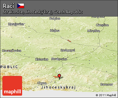 Physical Panoramic Map of Račí