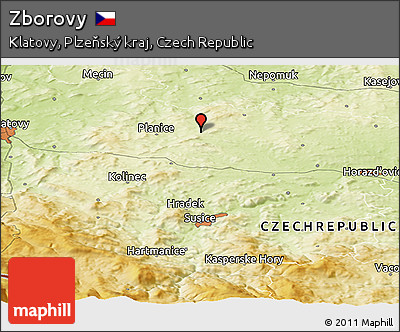Physical Panoramic Map of Zborovy