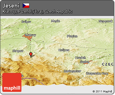 Physical Panoramic Map of Jesení