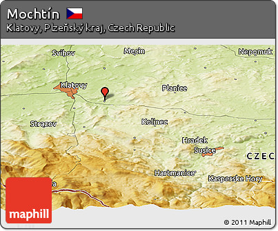 Physical Panoramic Map of Mochtín