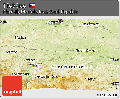 Physical Panoramic Map of Třebčice