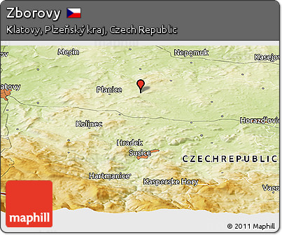 Physical Panoramic Map of Zborovy