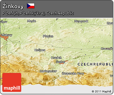 Physical Panoramic Map of Žinkovy