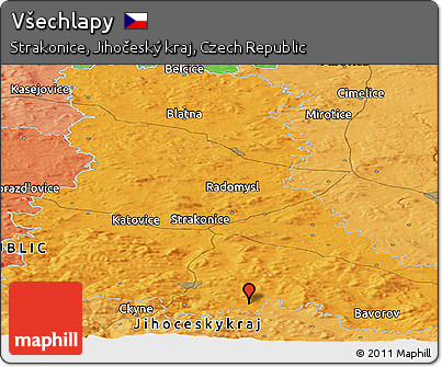 Political Panoramic Map of Všechlapy