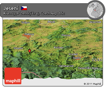 Satellite Panoramic Map of Jesení