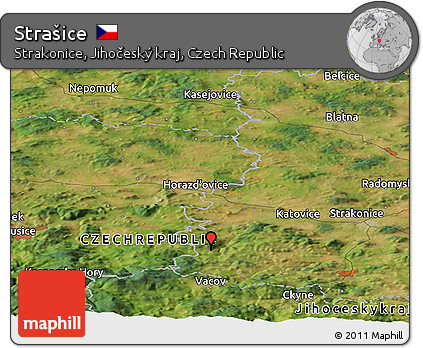 Satellite Panoramic Map of Strašice