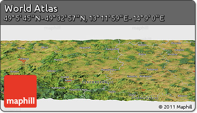 Satellite Panoramic Map of the Area around 49° 19' 21" N, 13° 40' 30" E