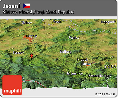 Satellite Panoramic Map of Jesení