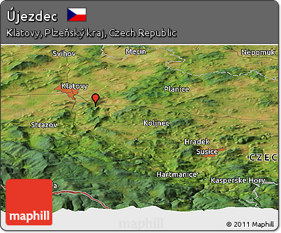Satellite Panoramic Map of Újezdec