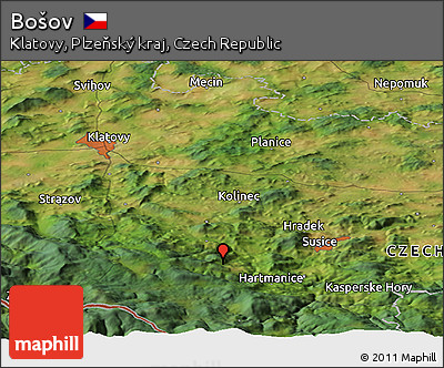 Satellite Panoramic Map of Bošov