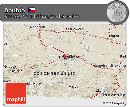 Shaded Relief Panoramic Map of Boubín