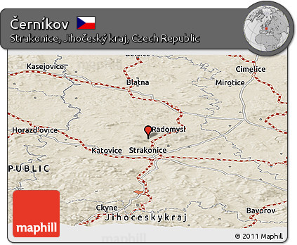 Shaded Relief Panoramic Map of Černíkov
