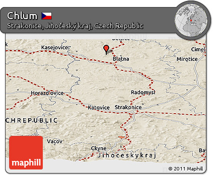 Shaded Relief Panoramic Map of Chlum