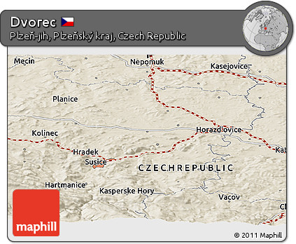 Shaded Relief Panoramic Map of Dvorec