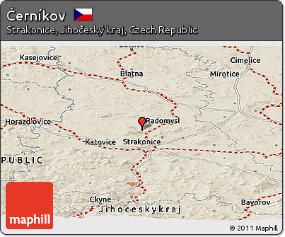 Shaded Relief Panoramic Map of Černíkov