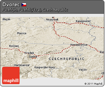Shaded Relief Panoramic Map of Dvorec