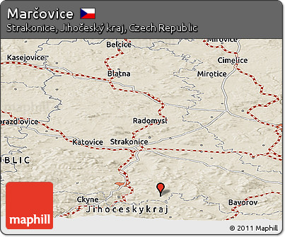 Shaded Relief Panoramic Map of Marčovice