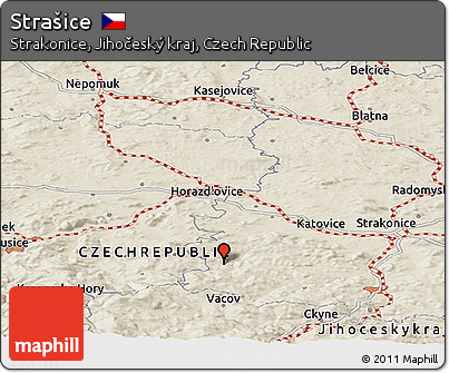 Shaded Relief Panoramic Map of Strašice