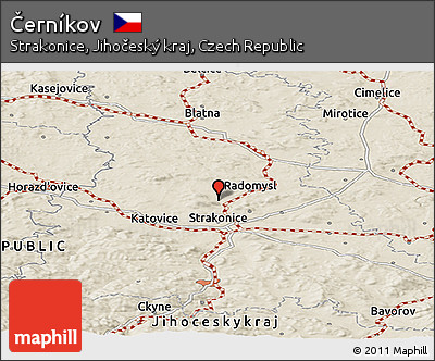 Shaded Relief Panoramic Map of Černíkov