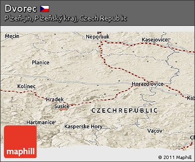 Shaded Relief Panoramic Map of Dvorec