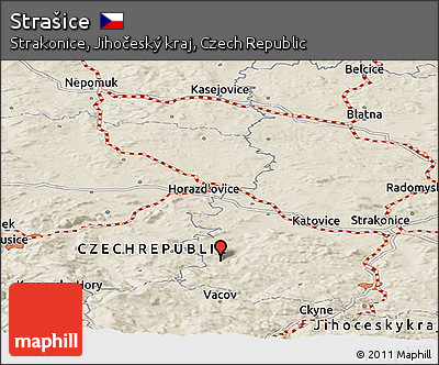 Shaded Relief Panoramic Map of Strašice