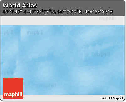 Physical 3D Map of the Area around 49° 19' 21" N, 147° 58' 29" E