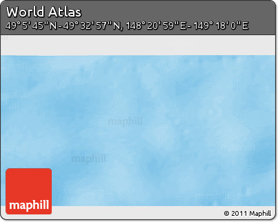 Physical 3D Map of the Area around 49° 19' 21" N, 148° 49' 29" E