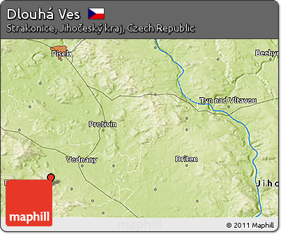 Physical 3D Map of Dlouhá Ves