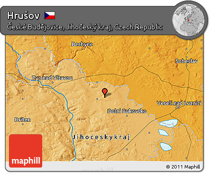 Political 3D Map of Hrušov