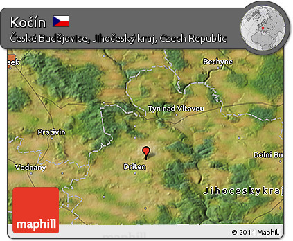Satellite 3D Map of Kočín