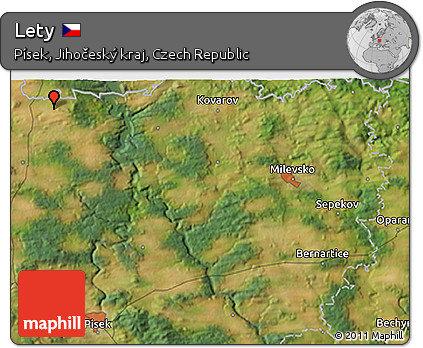 Satellite 3D Map of Lety