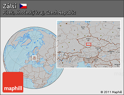 Gray Location Map of Zálší, hill shading