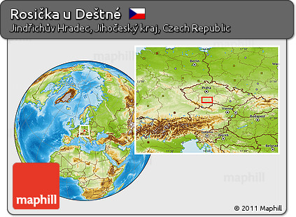 Physical Location Map of Rosička U Deštné