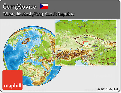 Physical Location Map of Černýšovice