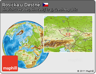 Physical Location Map of Rosička U Deštné