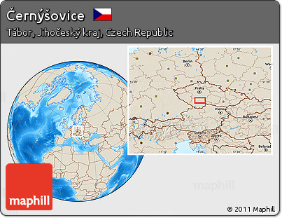 Shaded Relief Location Map of Černýšovice
