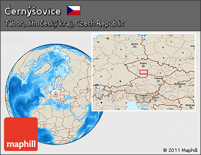 Shaded Relief Location Map of Černýšovice