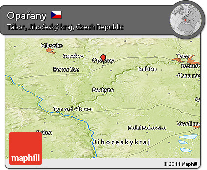 Physical Panoramic Map of Opařany