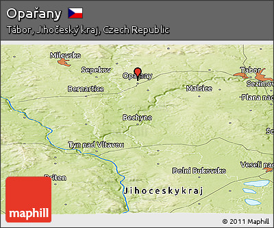 Physical Panoramic Map of Opařany