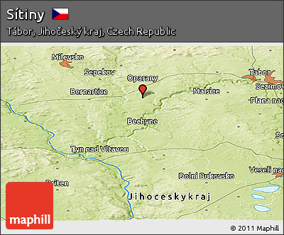 Physical Panoramic Map of Sítiny