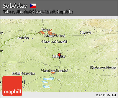 Physical Panoramic Map of Soběslav