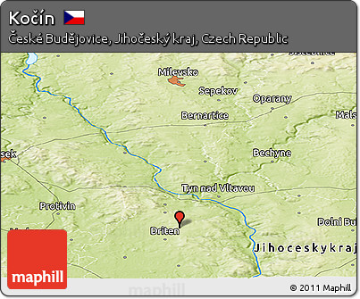 Physical Panoramic Map of Kočín
