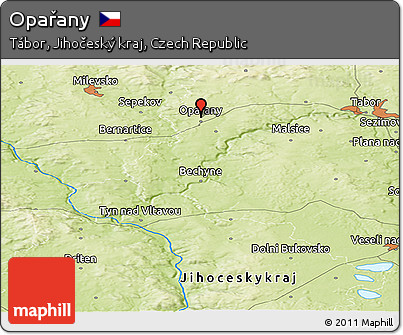 Physical Panoramic Map of Opařany