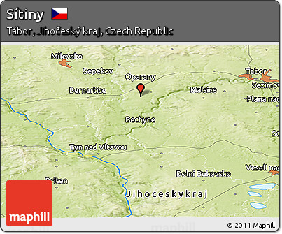 Physical Panoramic Map of Sítiny