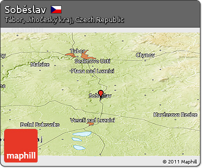 Physical Panoramic Map of Soběslav
