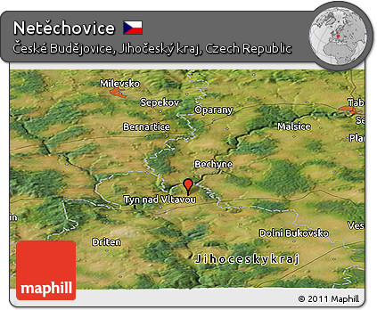 Satellite Panoramic Map of Netěchovice