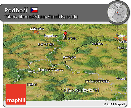 Satellite Panoramic Map of Podboří